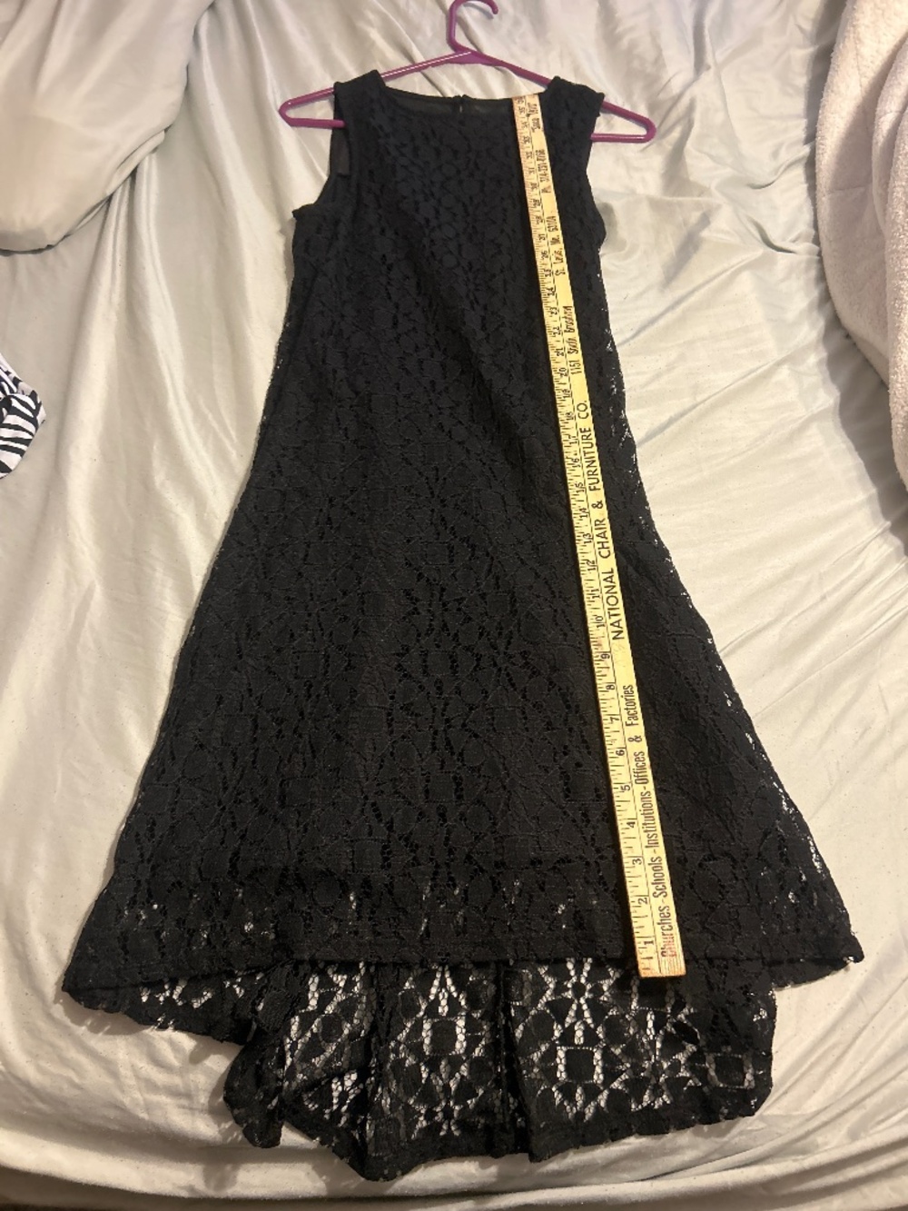 Ladies black lace dress midLength with a mesh back